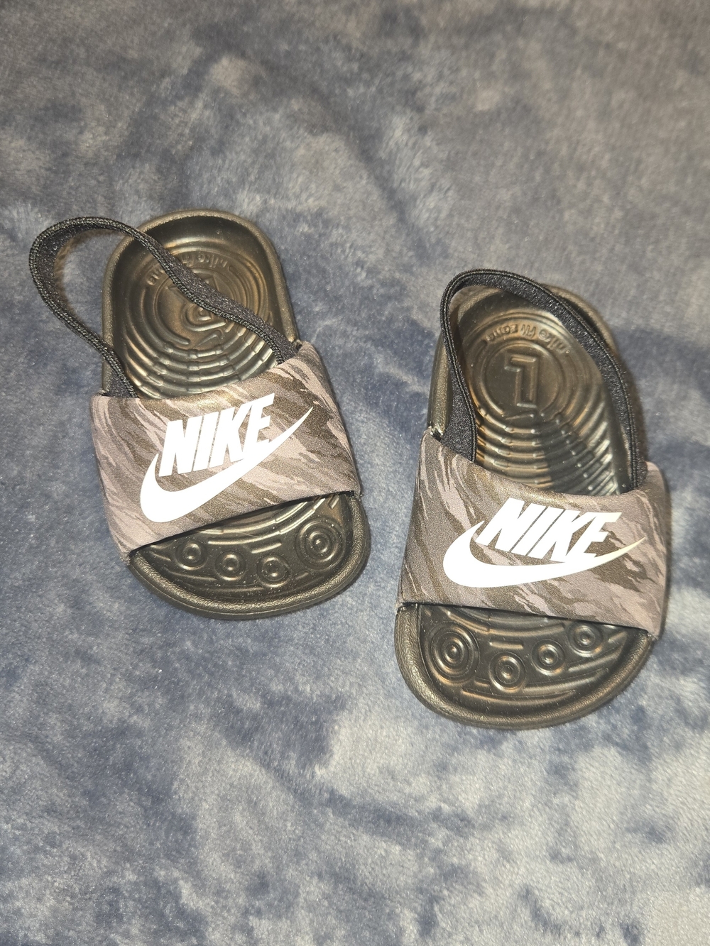 Nike Kids' Black Slide Sandals with White Logo